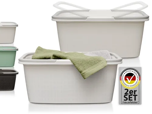 Hausfelder Wäschekorb Wäschewanne Set 2x35L in weiß von HAUSFELDER