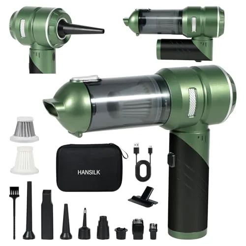 HANSILK Handstaubsauger Akku Kabellos 4 in 1 25000PA Mini Staubsauger Faltbarer Auto Staubsauger Stark mit 3 Gang 220000 Umin Bürstenlosem Motor für Auto Küche Sofa Büro Tierhaare Hausreinigung