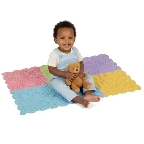KiddyMoon SM-001 Mehrfarbige Matte, 6-teiliges sensorisches Spielzeug