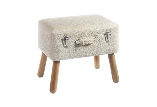 Kobolo Sitzhocker Kofferhocker – Eleganter Polsterhocker in Weiß - Sitzhocker mit Aufbewahrungsfach, ideal als Sitzgelegenheit oder Fußhocker. Aus hochwertigem Boucléstoff für einen eleganten Look – perfekt für jedes Zuhause.