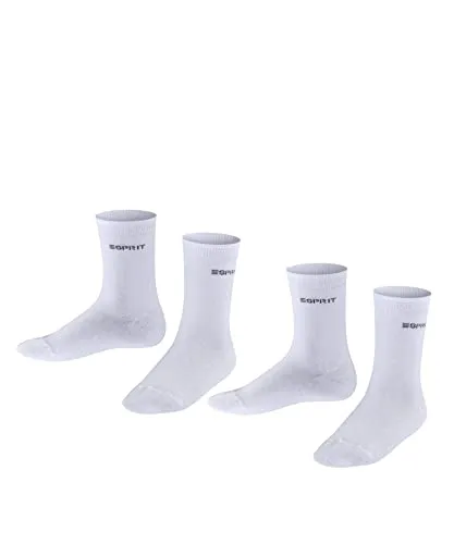 ESPRIT Unisex Kinder Socken Foot Logo Multipack K So Baumwolle einfarbig 2 Paar, Weiß Off-White 2010, 35-38