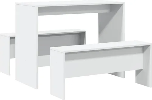 vidaXL 3-teilige Essgruppe mit Tisch und Bänken - Essgruppe aus robustem Holzwerkstoff, ideal für Küche oder Esszimmer. Pflegeleicht, mit stabiler Tischplatte und großzügigen Sitzgelegenheiten für gesellige Mahlzeiten.