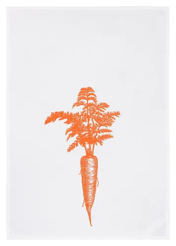 Geschirrtuch 17;30 Baumwolle Küchentuch Handbedruckt orange Ostern Möhre Karotte