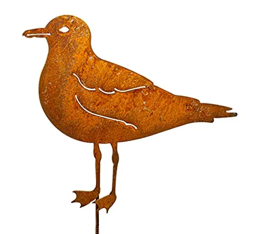 Blümelhuber Möwe Gartenstecker - Edelrost Gartendeko Metall - Vogel Figuren Garten Zaunstecker - Deko Garten - Deko Frühling
