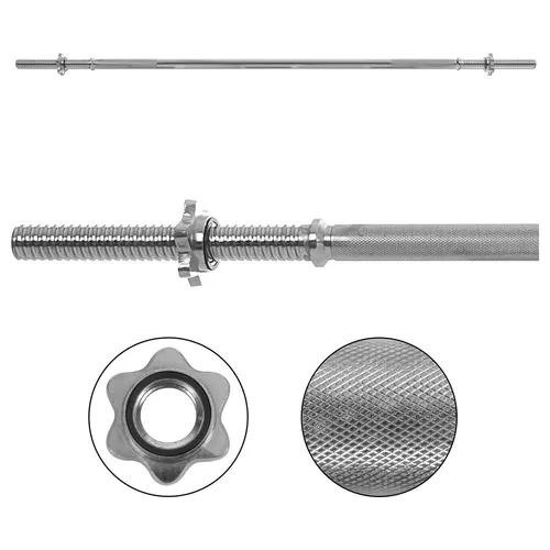 Sport-Tec Langhantelstange mit Sternverschluss - Sonstige Fitnessgeräte, ideal für Muskelaufbau und Gewichtheben, mit sicherem Sternverschluss und robuster Bauweise aus verchromtem Stahl.