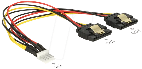 DELOCK 85236 - Floppy 4 Pin Stecker > 2 x SATA 15 Pin Buchse
