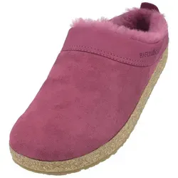 HAFLINGER Snowbird Lammfellclog - Pink (Burgund 60), Gr 38 - Hausschuhe mit anatomisch geformtem Kork-Latex-Fußbett für optimale Fußgesundheit und angenehme Wärme dank hochwertigem Lammfell.