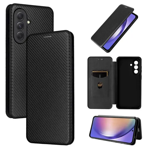 Produktbild Kunstleder Hülle für Samsung Galaxy A57 5G Carbon Fiber Textur Schutz Schwarz