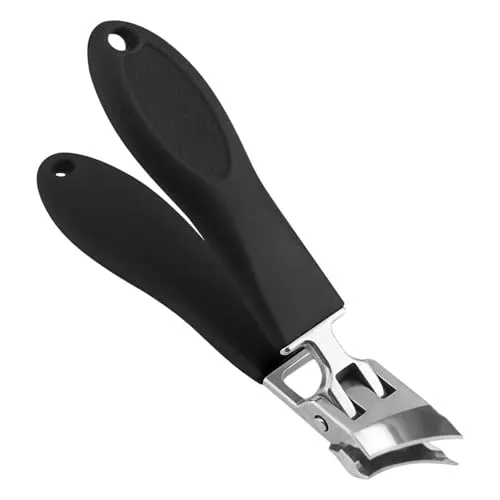 Schräger Nagelknipser,Gebogene Nagelknipser,Anti-Spritz-Fingernagel-und Zehennagelknipse,Mit Schutzhülle,Geeignet für Dicke Zehennägel und Eingewachsene Nägel,Unisex(Schwarz)
