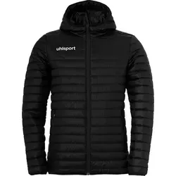 Uhlsport Essential Steppweste Herren - Schwarz / Weiß - Sportjacken für Herren, leichte und funktionale Steppweste aus recyceltem Polyester, ideal für Sport und Alltag, mit Kapuze und elastischen Bündchen für optimalen Komfort.