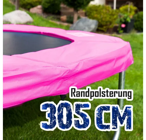 ms point Randpolsterung für 305cm Trampoline in Pink - Schützende Randabdeckung für 305cm Trampoline in Pink. Robustes, lichtbeständiges PVC und 26cm Breite sorgen für Sicherheit und Langlebigkeit. Mit 8 Befestigungsbändern für einfachen Halt.