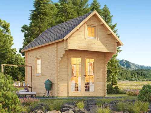 Fjordholz Satteldach Gartenhaus Ottawa 44 - Massivholz - Robustes Satteldach Gartenhaus Ottawa 44 aus nordischer Fichte mit 44mm Wandstärke. Ideal für Gartenliebhaber, bietet viel Platz und eine stabile Konstruktion für jedes Wetter.