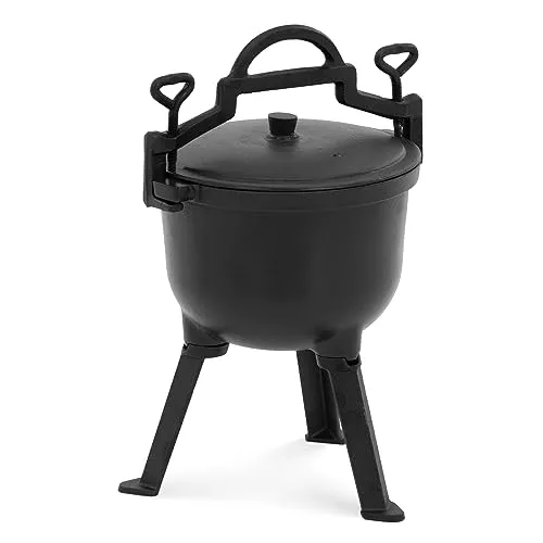 Royal Catering RC-POT-05 Dutch Oven 4L - Dutch Oven aus robustem Gusseisen mit 3 stabilen Beinen, ideal zum Kochen, Braten und Schmoren. Hält große Mengen Speisen warm und bietet ein großzügiges Fassungsvolumen von 4 Litern.