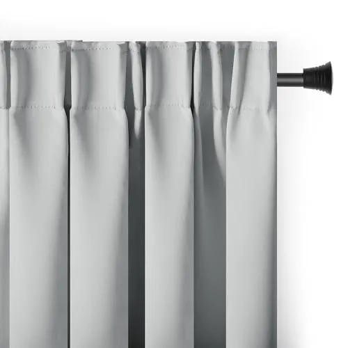 AmeliaHome Blackout Vorhang 140x270 cm hellgrau - Blickdichter Verdunkelungsvorhang mit Kräuselband, ideal für optimale Lichtregulierung und stilvolle Fensterdekoration in jedem Raum.