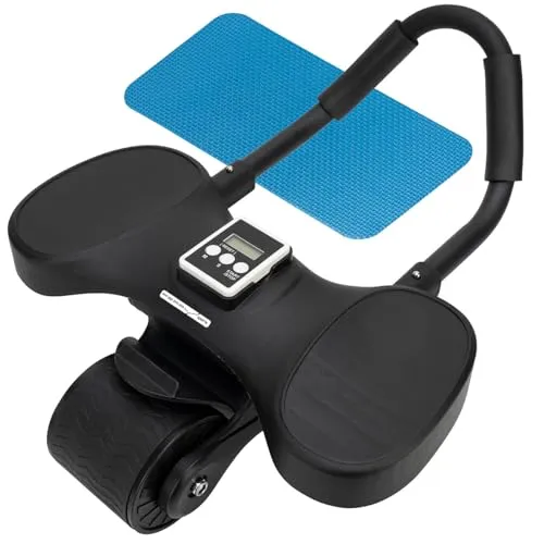 PEARL Sports Bauchmuskeltrainer: Rebound-Bauchtrainer mit Doppelrad, digitalem Timer, Smartphone-Halter (Fitness-Trainingsgerät, Fitnessroller, Sport)