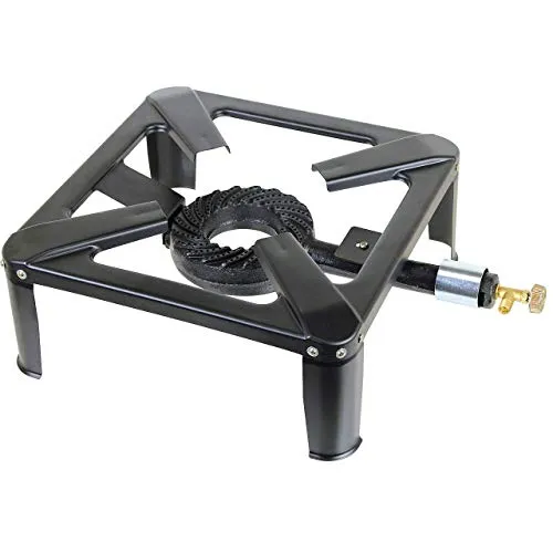 WALTER Hockerkocher mit Schlauch und Propankonstantregler - Gaskocher für Camping und Outdoor-Aktivitäten, aus robustem Stahl mit gusseiserner Grillplatte, inkl. Schlauch und Propankonstantregler für sicheres Kochen.