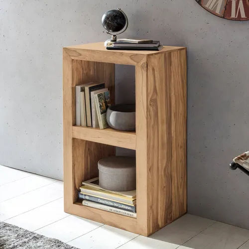 FineBuy Standregal Massivholz 88cm hoch - Beistelltisch im Landhausstil - Bücherregal aus massivem Holz, handgefertigt und einzigartig in Maserung. Ideal für individuelle Wohnräume und als stilvoller Beistelltisch.