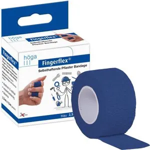 Höga Pflaster Fingerflex Bandage, blau, 1 Rolle, wasserfest, elastisch, kohäsiv, 4,5m x 2,5cm