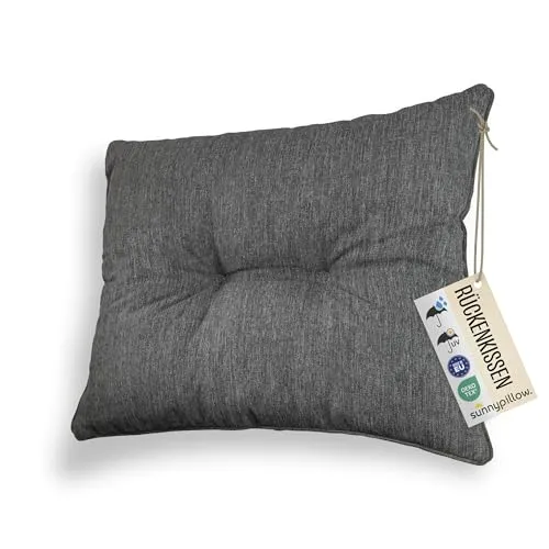 sunnypillow Loungekissen Anthrazit 70x40x12 cm - Polster für Stühle & Sessel, UV-beständig und wasserabweisend für höchsten Komfort im Innen- und Außenbereich.