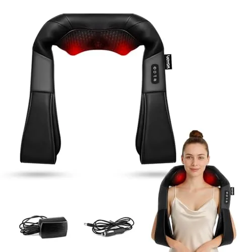VOYOR-HEALTH Nackenmassagegerät mit Wärme, Massagegerät Nacken Schulter Shiatsu Elektrisch mit 4D-Knetmassage für Schulter, Rücken, Nacken und Ganzkörper-Muskelschmerzlinderung (Schwarz)