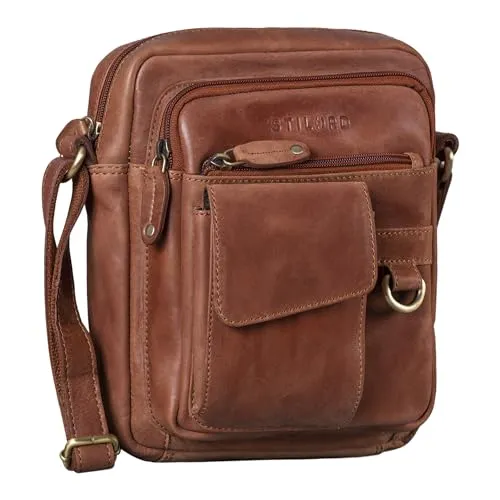 STILORD 'Ryan' Crossbody Tasche Herren Leder - Messenger-Bag aus echtem Leder mit vintage Look, ideal für 9,7 Zoll iPads und DIN A5 Dokumente. Praktische Außenfächer für schnellen Zugriff auf Wertgegenstände.