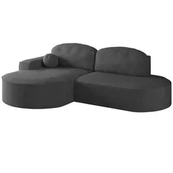 Kaiser Möbel Ecksofa Modena Runden mit Schlaffunktion - Graphit Grau - Stilvolles Ecksofa mit Schlaffunktion und praktischem Bettkasten für zusätzlichen Stauraum. Ideal für moderne Wohnräume, vereint es elegantes Design und hohen Komfort.