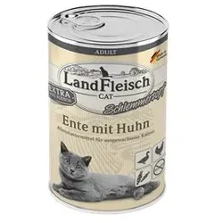 Landfleisch Cat Adult Schlemmertopf mit Ente Huhn - 6x400g, hochwertiges Futter für gesunde Ernährung und glänzendes Fell