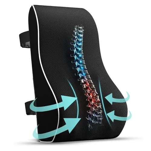 GREATRICH Sitzkissen Bürostuhl, Orthopädisches Sitzkissen, Bettkissen Rückenlehne Ergonomische mit Memory-Schaum, Lordosenstütze und Lordosekissen, Rückenstützkissen, Verstellbaren Riemen für Autositz