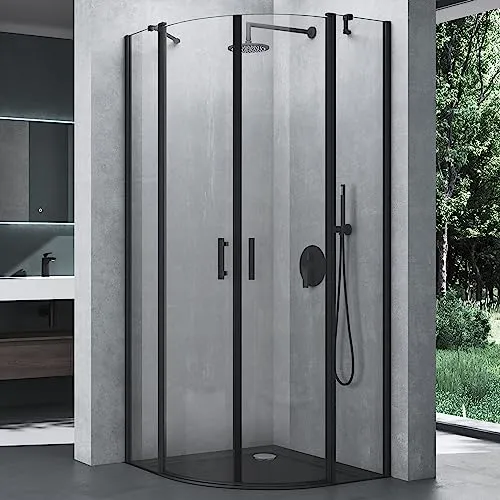 Mai & Mai Duschabtrennung Viertelkreis 80x80 cm mit 2 Drehtüren - Elegante Duschabtrennung Ravenna52 mit 6mm ESG-Sicherheitsglas und praktischer Nano-Beschichtung für einfache Reinigung. Ideal für ebenerdige Montage und optimale Raumausnutzung. Perfekt für Ihr modernes Badezimmer!