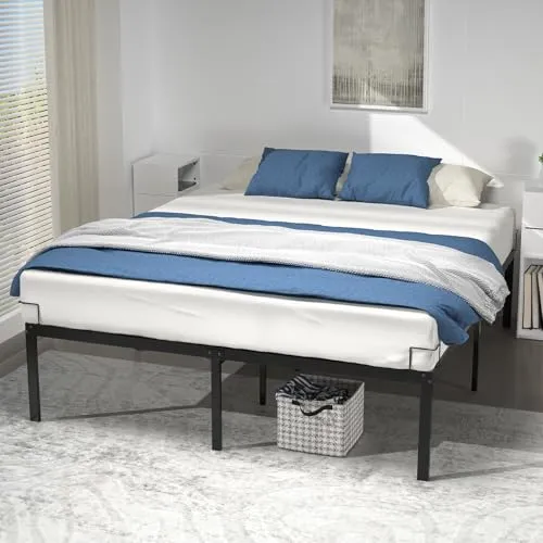VOUNOT Bettgestell 180x200 cm - Robust und mit Stauraum - Metallbett mit Lattenrost, ideal für Schlafzimmer und Gästezimmer, bietet stabilen Halt bis 320 kg und praktischen Stauraum für eine ordentliche Umgebung.