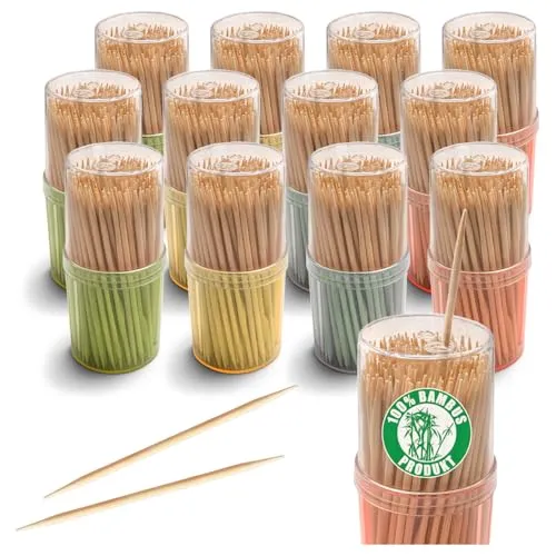 COM-FOUR® 1440x Zahnstocher aus Bambusholz 6 cm