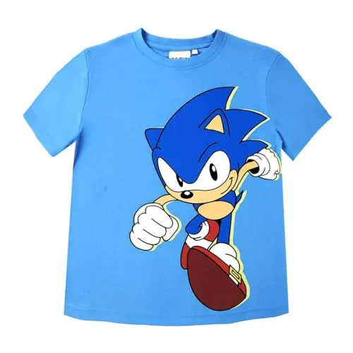 Jungen T-Shirt mit Cars, Sonic und Spider-Man Motiv, 100% Baumwolle, Kurzarm, Bequemer Schnitt, Shirt, Sommer Bekleidung, Outfit Jungs (DE/NL/SE/PL, Numerisch, 140, Regular, Sonic)