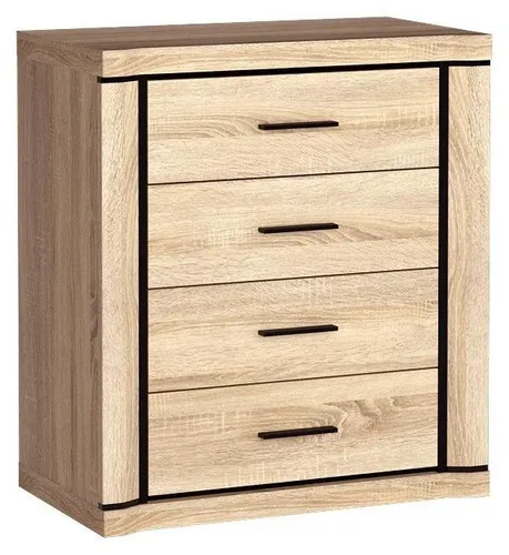 Masseno Kommode MALAGA 80,5 cm – Modernes Sideboard mit 4 Schubladen und Türen - Elegante Kommode MALAGA in Sonoma Eiche – ideal für modernes Wohnen. Bietet viel Stauraum und passt perfekt in jeden Wohnstil. Robuste Verarbeitung für langanhaltende Freude an diesem Möbelstück.