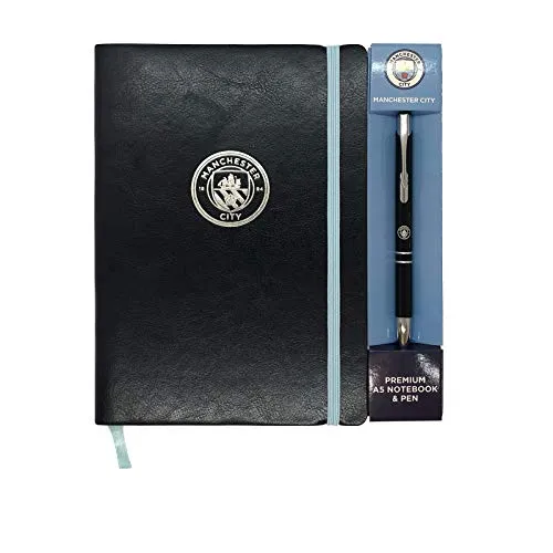 MANCHESTER CITY FC - Premium-Notizbuch (A5) & Kugelschreiber - Offizielles Merchandise - Geschenk für Fußballfans