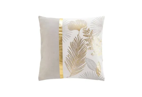 Douceur d'intérieur Dekokissen - Kissen für Wohnzimmer und Schlafzimmer - Luxuriöses Design mit goldenen Blumenmotiven, ideal für glamouröse Interieurs und sorgt für Eleganz und Komfort.