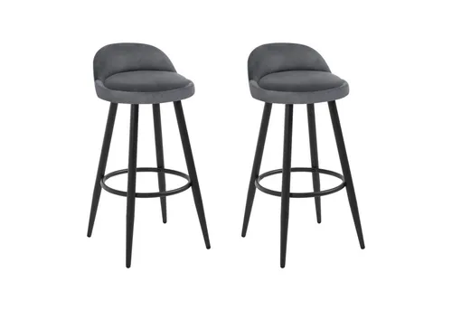 WOLTU Barhocker 2er Set – Dunkelgrau mit Rückenlehne - Barhocker mit ergonomischem Design und stabiler Konstruktion, ideal für Bars und Küchen. Gepolsterter Samtsitz und verstellbare Füße sorgen für Komfort und Anpassungsfähigkeit.