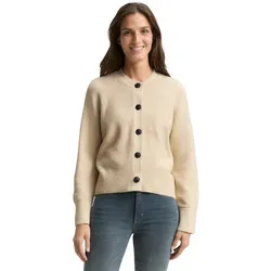 Strickjacke TOM TAILOR, Damen, Gr. S, sand stone beige melange, Strick, Obermaterial: 52% Viskose, 27% Polyester, 21% Polyamid, meliert, oversize normal, Rundhals, Rippbündchen, Strickjacken Strickjacke, mit Rippbündchen