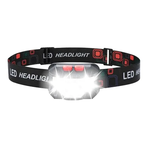 GRIFEMA LED Stirnlampe Wiederaufladbar, 8 Beleuchtungsmodi mit Bewegungssensor & Rotlicht, IPX45 Wasserdichte Kopflampe für Nachtlaufen, Wandern, Camping, Angeln, Joggen