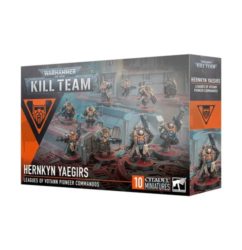 Warhammer 40.000 - Kill Team Hernkyn Yaegirs - 40K Miniaturen, mehrteiliger Bausatz für 10 Hernkyn-Yaeger mit 151 Kunststoffteilen und 38 Markern, ideal für Sammler und Tabletop-Spieler.