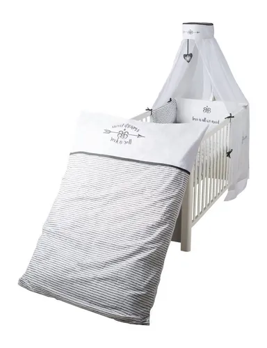 Roba Bettset 4-teilig - Bettwäsche-Set aus 100% Baumwolle, stilvolles Rock Star Baby Design mit aufwendigen Applikationen, ideal für ein gemütliches Kinderzimmer.