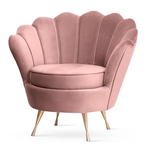 PAWS MÖBEL Muschel-Sessel | Bezug Samt-Stoff | Gestell Metall goldfarben/ schwarz/ chrom | B 87 x T 72 x H 81 cm | rosa
