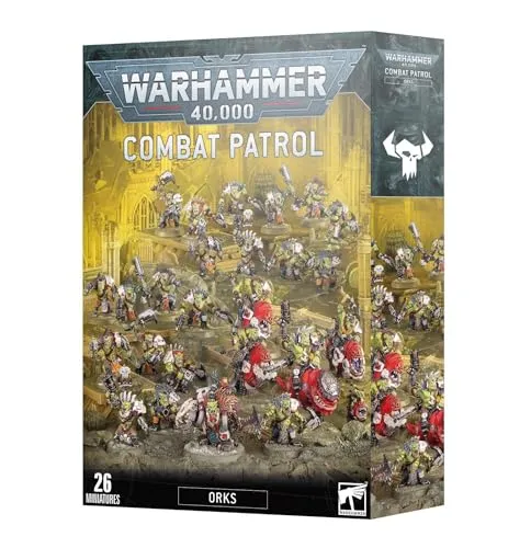 Warhammer 40.000 - Orks Combat Patrol - Figur-Modellbausätze mit 26 unbemalten Miniaturen, darunter ein Beastboss und 20 Beast Snagga Boyz, ideal für den Einstieg in die Warhammer-Welt.