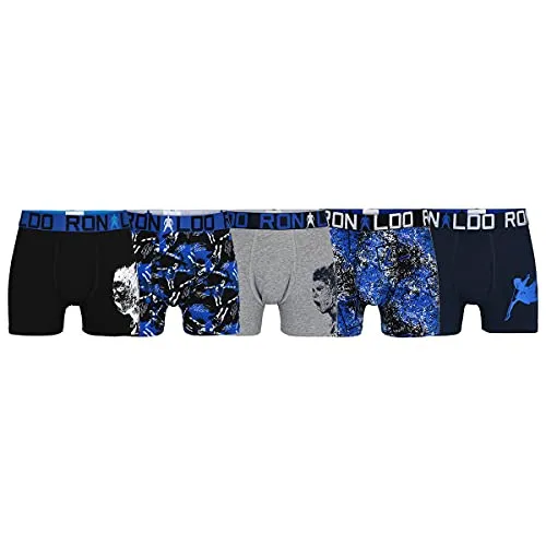 CR7 Cristiano Ronaldo Jungen CR7 5-Pack Boy's Cotton Trunk Badehose - Sportunterhosen für Jungen, atmungsaktive Baumwollmischung für höchsten Tragekomfort, ideal für aktive Kids.
