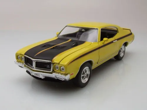 Buick GSX 1970 Modellauto 1:24 gelb von Welly - Detailreiches 1:24 Modellauto des Buick GSX 1970 in leuchtendem Gelb. Ideal für Sammler und Fans von klassischen Fahrzeugen. Mit OVP und aus hochwertigem Die-Cast gefertigt.