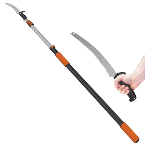 LAANPOLE 6m Astsäge Teleskop für Baumbeschneidung, Säge mit 1,5-6m Teleskopstange Manuelle hochentaster, Baumsäge Teleskop für Gärten, Forstwirtschaft, Landwirtschaft