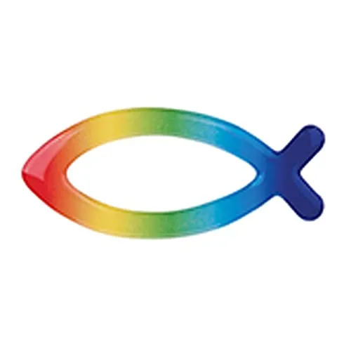 FRITZ COX 3D Fisch Aufkleber Auto | Ichthys-Fisch | wetterfest und lichtbeständig | Regenbogen-Farben | 8cm x 3,5cm