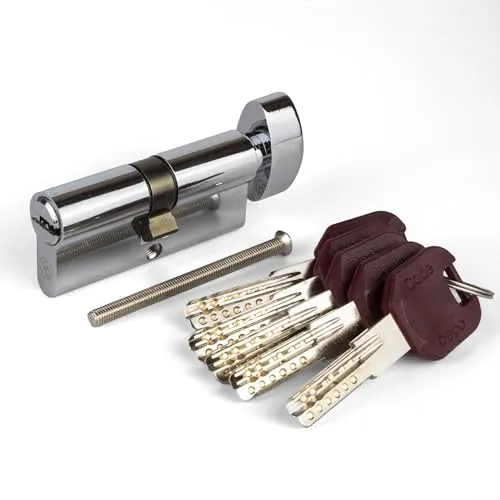 APECS Schließzylinder Sicherheitsschloss Wohnungstür Doppelzylinder 110 (50/60C) mm mit 5 Schlüsseln Modell CodeDeco ZM-110(50/60C)-C Chrom