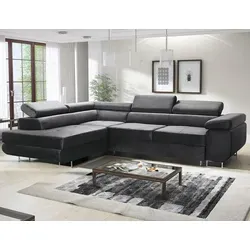 MODERNO Ecksofa AVESTA mit Schlaffunktion, Dunkelgrau, Breite Links