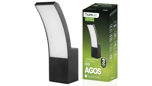 Kinkiet Elewacyjny Zewnętrzny LED 12W 4000K AGOS LUMILED - Energieeffiziente LED-Wandlampe für den Außenbereich, bietet helles, neutrales Licht und ist ideal für Fassadenbeleuchtung.