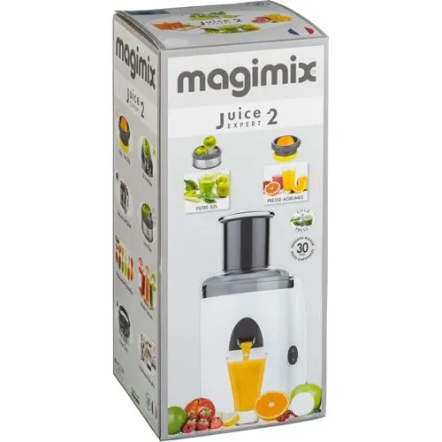 Magimix Juice Expert 2 Blanc Entsafter - Hochwertiger Entsafter für frische Säfte, mit leistungsstarkem Motor und einfacher Reinigung, ideal für gesundheitsbewusste Genießer.